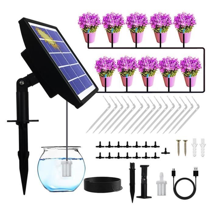 Kit Arrosage Automatique Solaire Onherm - Minuterie + Tuyau 15m - Goutte à Goutte Jardin/Balcon - IP66