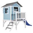 Maison de jeux en bois AXI Beach Lodge XL avec toboggan en bleu-1