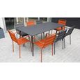 Salon de jardin en métal 1 table et 8 fauteuils - Acier - Palavas - Orange-1