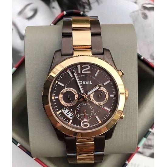Montre Fossil Perfect Boyfriend multifonction pour femme en acier marron ES4284 40 mm Achat vente montre Cdiscount