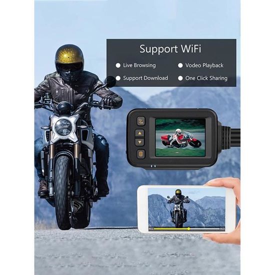 Caméra Moto 1080P Renywosi - Écran 2" - Objectif Avant 120° Et Arrière 90° - Étanche IP65/IP67