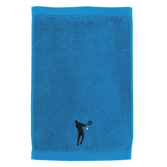 Serviette Invité Football - 33x50 Cm - 100% Coton 550 G/m² - Bleu Turquoise (broderie Foot)