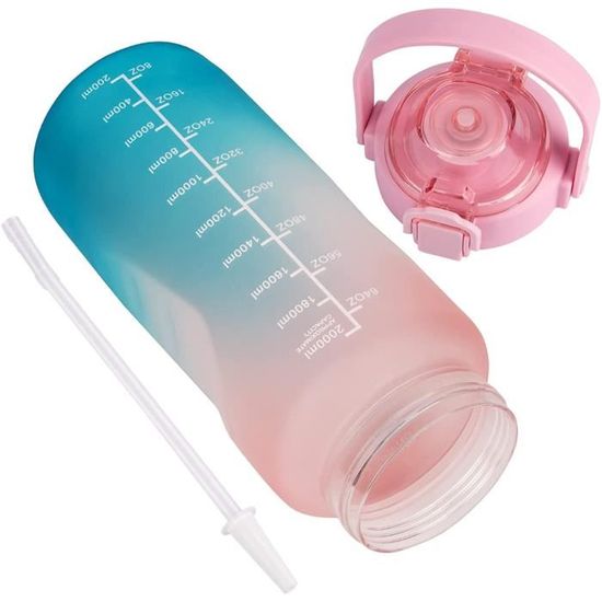 Justfwater 2 Litre Gourde Sport avec Paille et Marqueur de Temps de Motivation, Bouteille d'eau 2l pour le Fitness, étanche, Reutilisable Justfwater 2 Litre Gourde Sport avec Paille et Marqueur de Temps de Motivation, Bouteille d'eau 2l pour le Fitness, étanche, Reutilisable