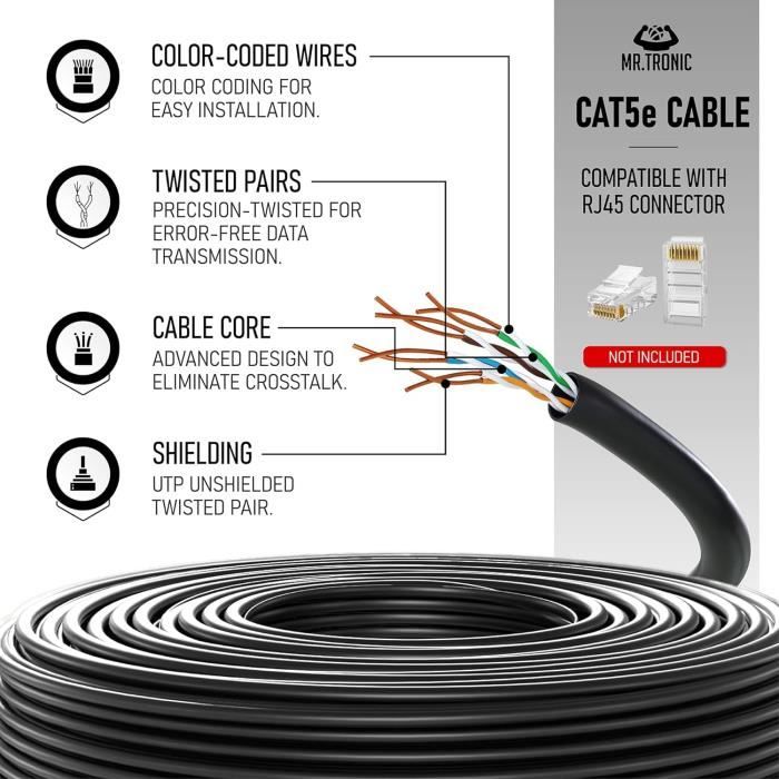Câble 100m, Bulk Reseau LAN Cable Cat 5E Haut Debit