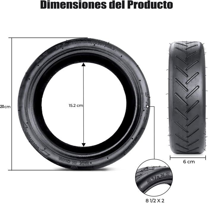 2x Chambres à Air Trottinette 8.5 Pouces - Compatibles Xiaomi M365 Pro/1S, 50/75-6.1, Renforcées