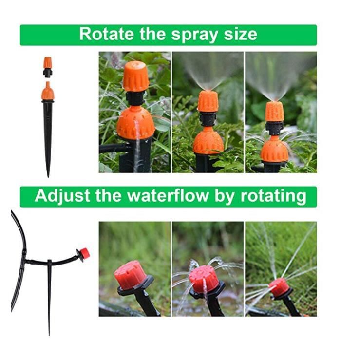 Système D'irrigation Automatique Jardin 360° - Kit Goutte à Goutte 10m Avec Buses Réglables Pour Serre Et Plates-bandes
