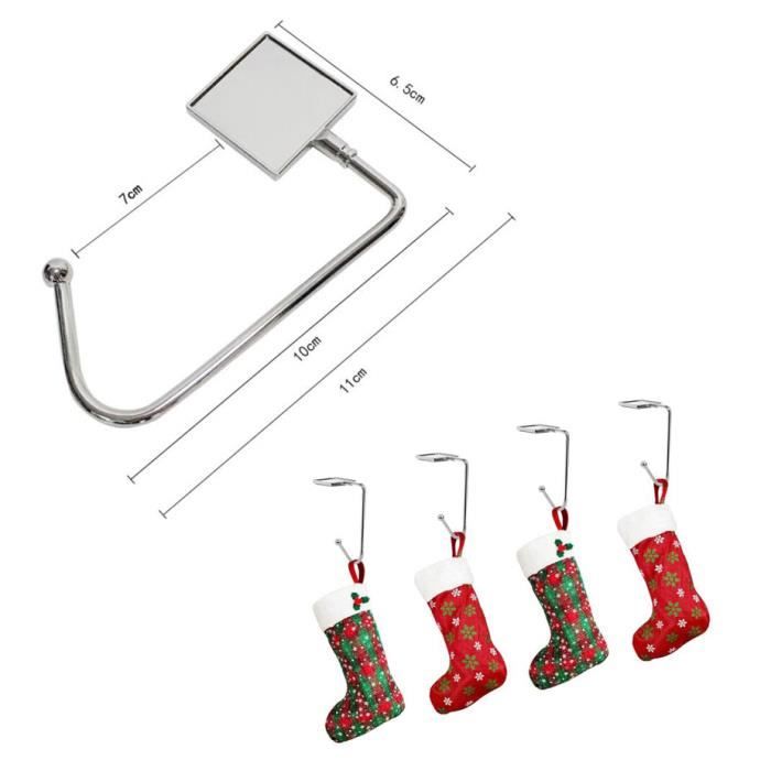 Crochets Porte-Chaussettes Noël LUBOTS - Lot De 4 - Métal Doré Antidérapant - Pour Cheminée 2.5-7.6cm