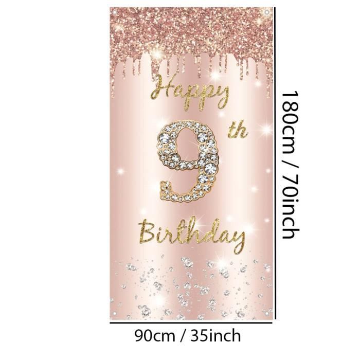 Décoration 56e Anniversaire Femme : Bannière Porte 90x180 Cm Rose Or - Panneau Tissu Vinyle Pour Fête, Fond Photo
