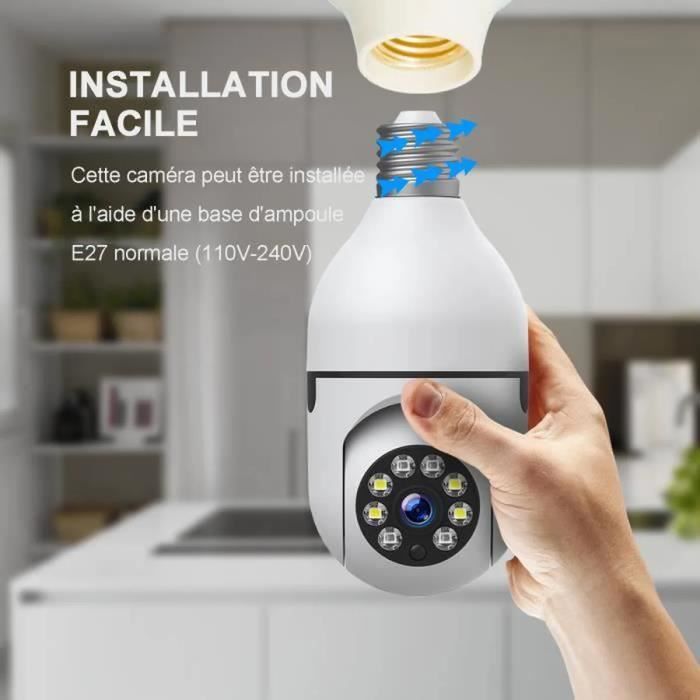 Caméra ampoule - FOLAYA - 1080P - WiFi 2,4 GHz - Vision nocturne ...