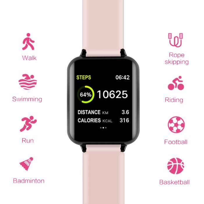 LEMFO B57C Bracelet intelligent pression arterielle Tracker de Fitness traqueur de frequence cardiaque etanche IP67 Etanche Rose Cdiscount Sport