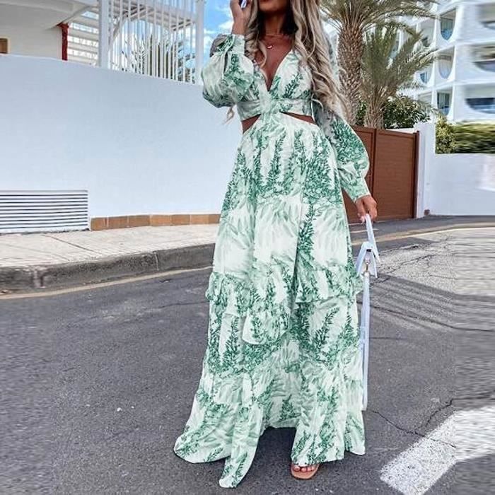 Robe Femme Ete Longue Fluide Maxi Plage Chic Elegante sans Manches Beurre Beurre Cdiscount Pret a Porter