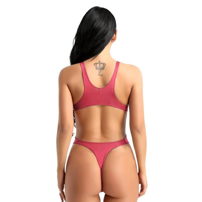 Maillot Une piece Femme Body String Femme Sexy Combinaison Gym Justaucorps Sport Tenue Patinage Yoga Pilates Bodysuit Rompers Rouge Rouge Cdiscount Pret a Porter