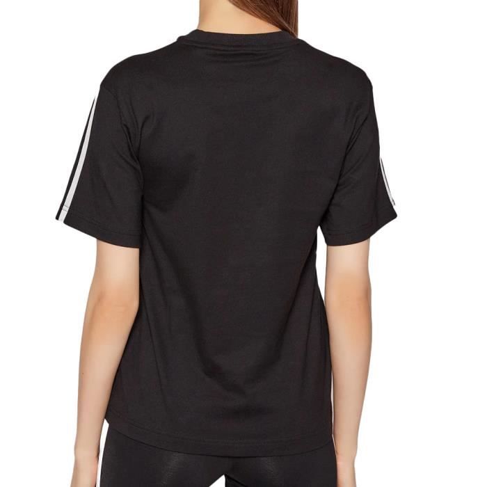T shirt Femme Adidas Originals Noir Blanc Manches Courtes Broderie Avant Blanc Cdiscount Pret a Porter