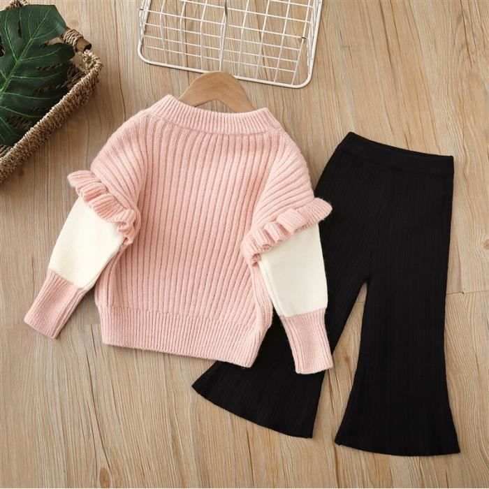 Pull Fille TU – Coton Floral Rose – Manches Longues – Taille 3-4 Ans