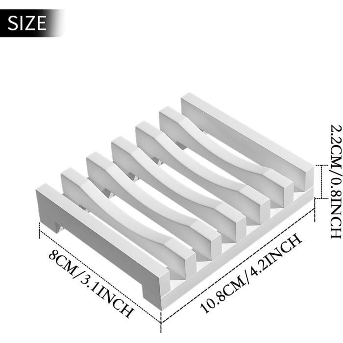 2 Porte-savons En Silicone Forme Lotus - Antidérapants Avec Trous De Drainage - 13x3 Cm - Pour Douche, Salle De Bain, Cuisine - Blanc