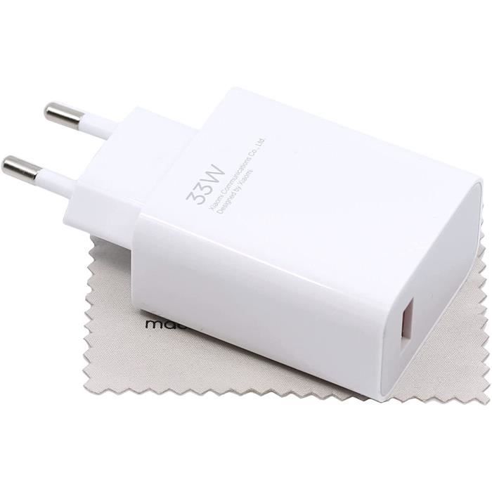 Chargeur Rapide 65W Adaptateur 2 Ports - PD USB-C 33W + QC 3.0 USB-A pour  Redmi 12C 10C 10A 10 9C 9T 9A 9 - Cdiscount Téléphonie
