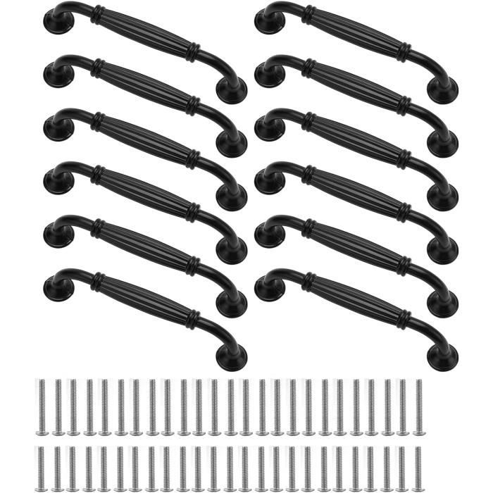 10 Poignées Céramique Noires 1.1x1.5 Cm - Pour Tiroirs, Portes, Commodes, Placards