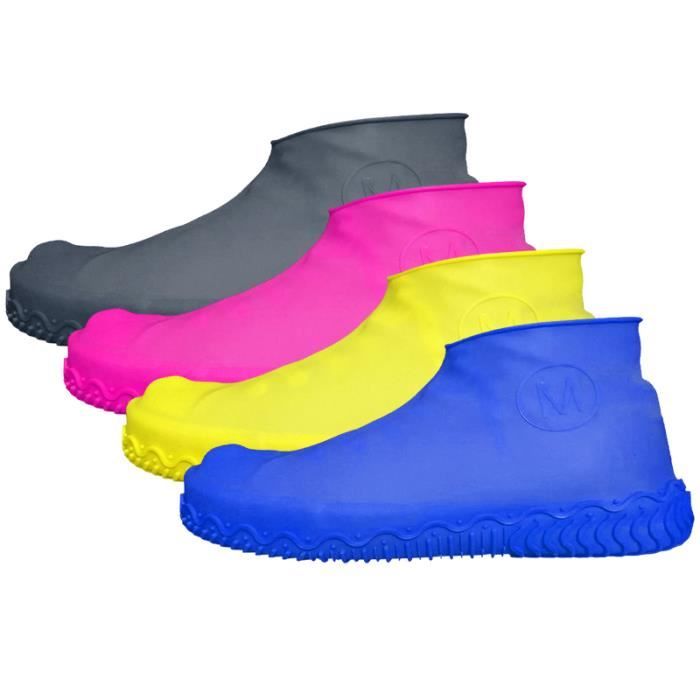 Couvre-chaussures imperméables en silicone réutilisables pour la pluie, la neige, le désert, la plage, les routes boueuses Nhr803, bleu, Large