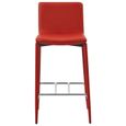 #65701 Lot de 2 Tabourets de bar - Style Scandinave - Chaise de bar Tabouret de salon Rouge Similicuir Meuble©-2