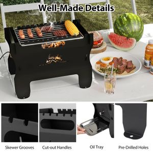 Grille Barbecue Double 40x50cm - Manche Bois - Pour Viandes Et Légumes - Structure Quadrillée