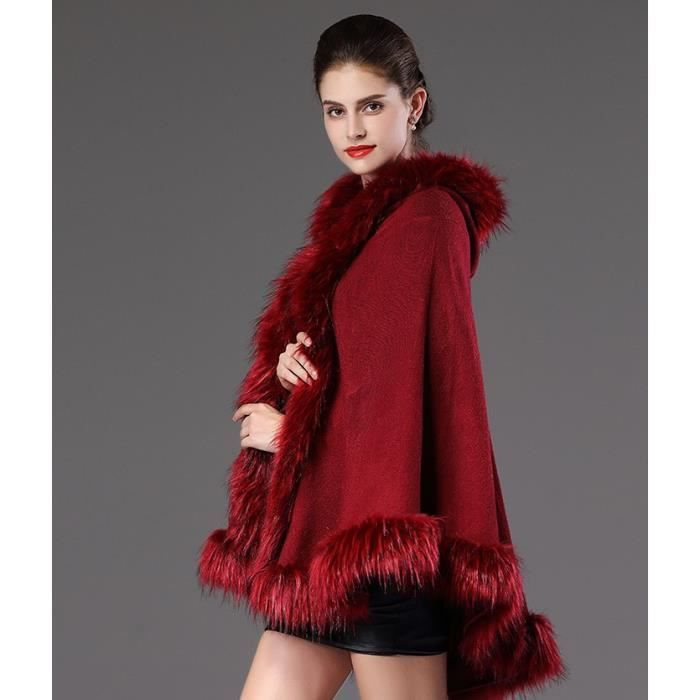 Chale Femme Poncho Hiver Chaud Grosse Echarpe Châles Laine Polaire Cape