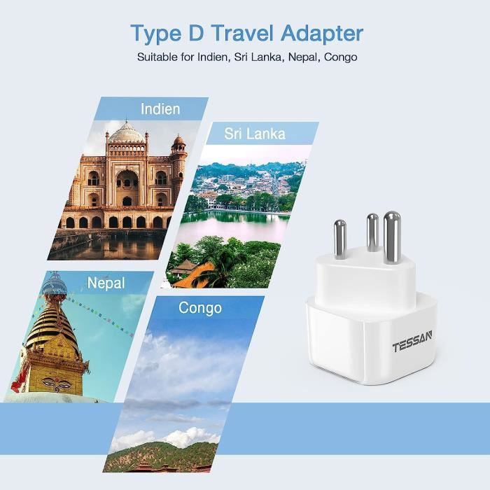 Convertisseur de prise Type D 2 en 1, 5 paquets, adaptateur de voyage,  ac250 v 10A, inde, népal, Sri Lanka - AliExpress