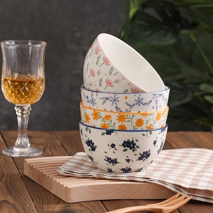Bols Japonais en Porcelaine (pour riz, soupe, nouilles) - 4 coloris