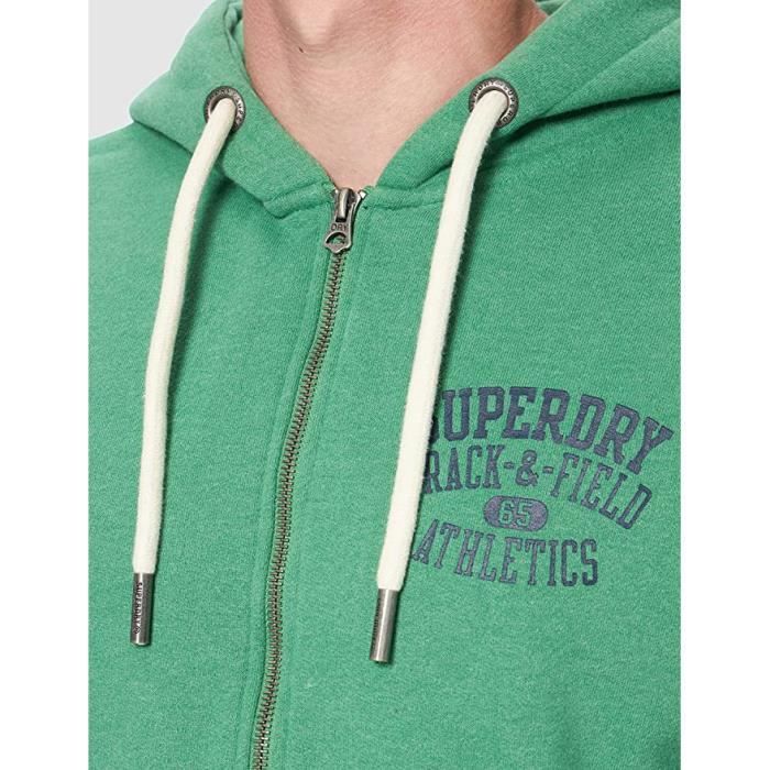 Sweat à capuche zippé SUPERDRY Track Field Vert Homme Manches  longues