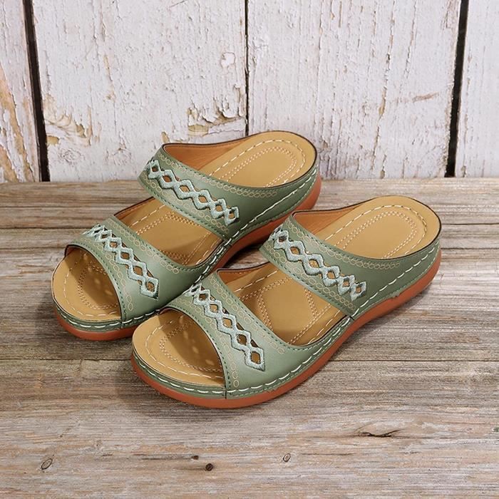 Sandales Orthopédiques Femme Été - Confort Plage Marche - Semelle Douce Bout Ouvert Ergonomique