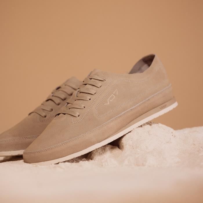 Sneakers VO7 Yacht Suede Beige Homme Cuir Lacets Plat