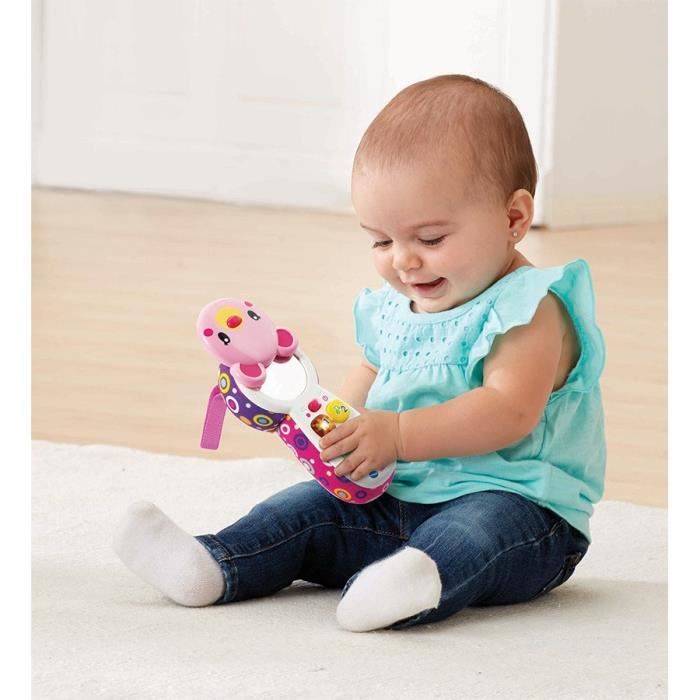 VTech Allô Bébé Toudoux Rose - Premier Téléphone Bébé Parlant Musical Interactif Dès 6 Mois - Jouet Hippo Nomade Éveil Sensoriel