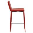 #65701 Lot de 2 Tabourets de bar - Style Scandinave - Chaise de bar Tabouret de salon Rouge Similicuir Meuble©-3