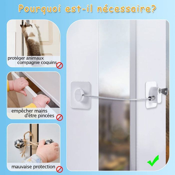 Sécurité Fenêtre Enfant - Bloque Fenêtre 3 Pièces - Protection Enfants - Évite Les Accidents
