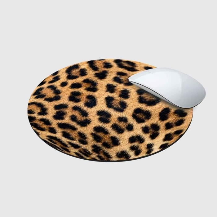 Tapis de Souris au Design de léopard I Ø 22 cm Rond I Motif Animal