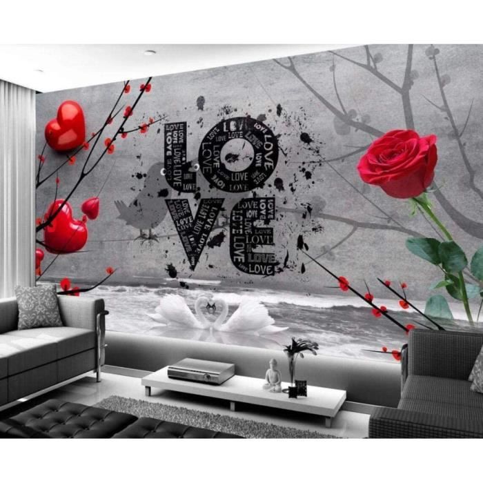 Papier Peint Panoramique 3D Papillon Fleur Rose Papier Peint 3D Intissé  Decoration Murale Chambre Salon : : Bricolage