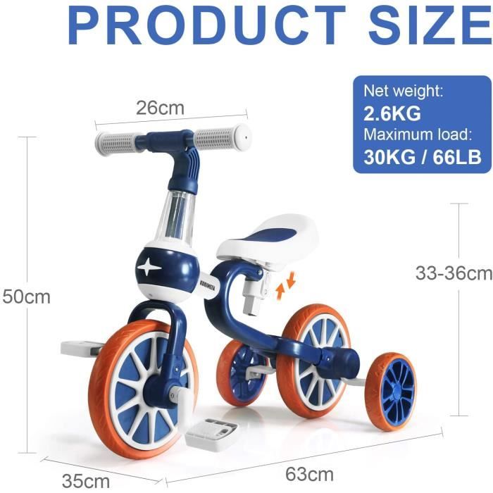 4 en 1 Velo Draisienne Evolutif pour Enfants 2 4 Ans Premier Velo pour Bebes Filles Garcons Bleu 326 Cdiscount Jeux Jouets