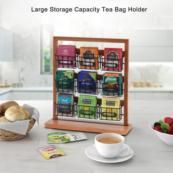Boîte de rangement verticale à 3 niveaux pour sachets de thé, support mural  pour sachets de thé, café, sucre, crèmes, condiments