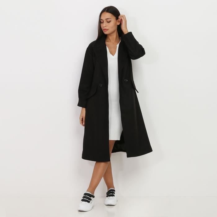 Manteau mi sales long noir