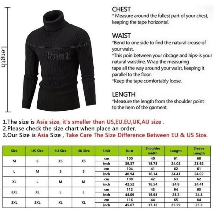 Pull Homme Pull col roul Homme Hiver en Tricote Manches Longues