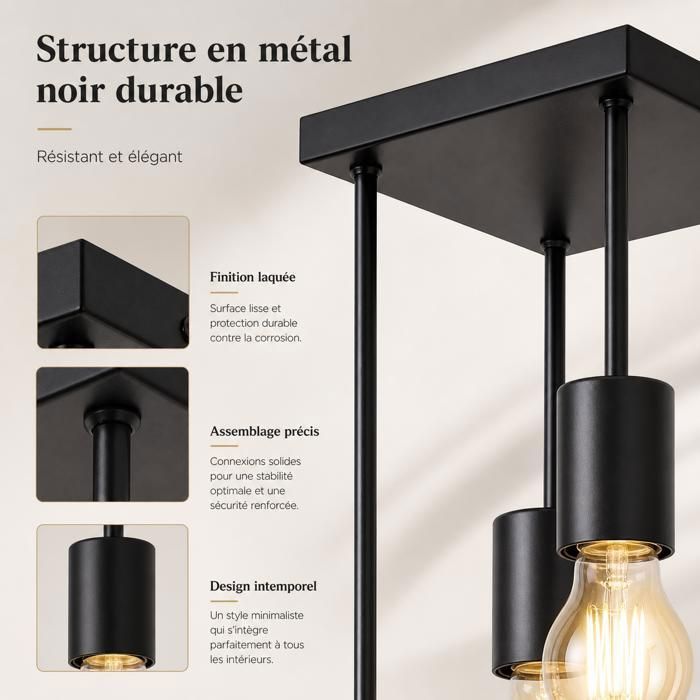 Support D'ampoule TOPINCN E27 - Style Vintage, Rotation 180° - Pour Plafonnier, Lampe Murale - Noir, Blanc, Argent - 9
