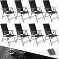 TECTAKE Lot de 8 chaises de jardin pliantes en aluminium-0