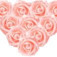 50PCS Rose Artificielle 7cm Tête de Fleur Décoration Mariage Party Cérémonie Accessoire de Cheveux (Champagne Rose)-0