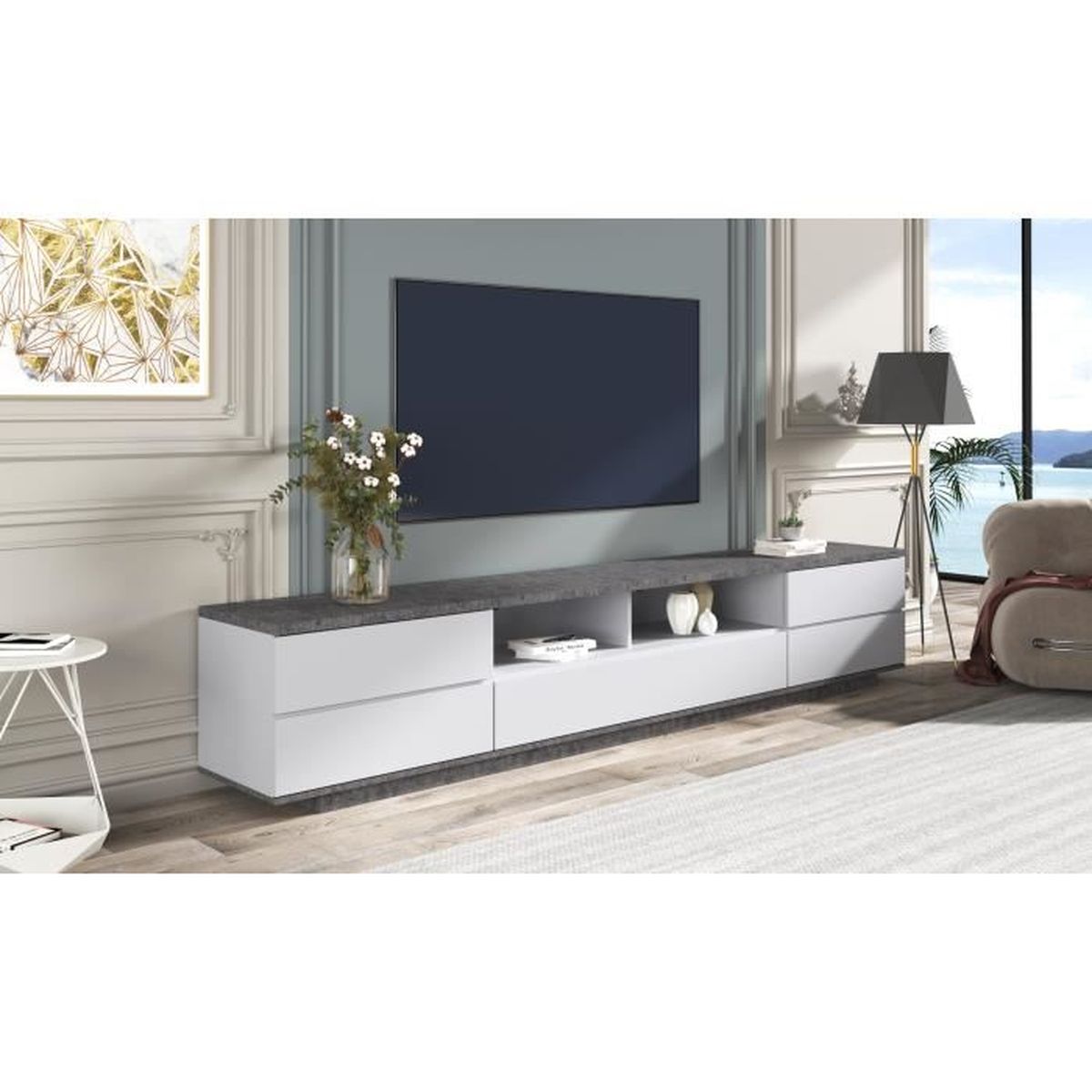 Meuble TV Armoire de télévision moderne 180 cm Cdiscount Maison