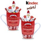 PRO DISTRI Kinder Noël | 2 Mugs garnis d'un Assortiment de 20 Chocolats Schokobons et Mini-Bueno + Figurine en chocolat Père Noël