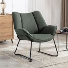 WAHSON OFFICE CHAIRS Wahson Fauteuils de Salon Confortable avec Assise Épais, Fauteuil Relax et Moderne avec Pied Métal pour Salon et Chambre, Lin, Vert