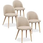 INTENSE DECO Lot de 4 chaises scandinaves Cecilia tissu Beige