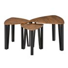HOMCOM Ensemble de 3 Tables Basses gigognes encastrables Style Industriel piètements métal Noir en épingle Plateaux Aspect Bois de
