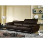 Canapé fixe LA MAISON DU CANAPÉ - BAYA - 3 places - Cuir supérieur marron - Confort moelleux