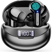 Écouteurs sans fil Bluetooth 5.3 avec Mic Autonomie 60H Affichage LED Étanche IPX7 Réduction du Bruit pour iPhone et Android (Noir)