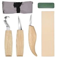 5 en 1 Outils Sculpture Bois, Kit de couteaux à découper, Outils de sculpture sur bois pour débutants